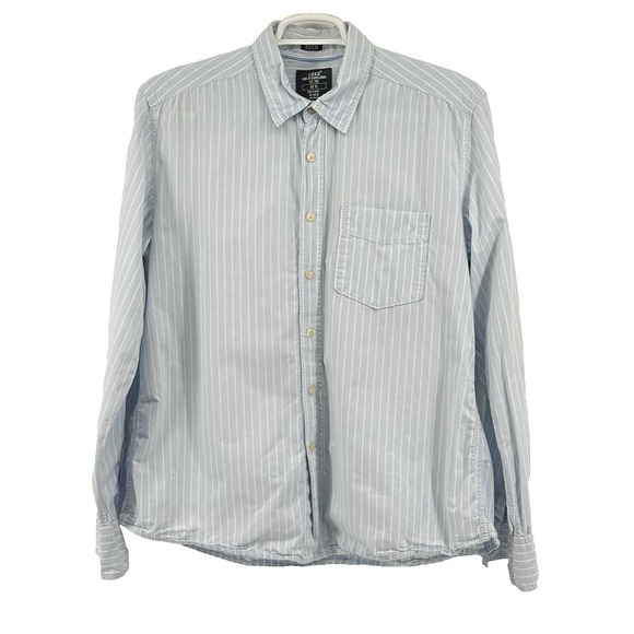 H&M Other - Mens H&M LOGG Striped Long Sleeve Button Front Blue Cotton Shirt Size XL Casual